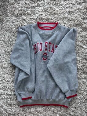 Logo Athletic Vintage Sweatshirt with Red Trim and Ohio State Applique